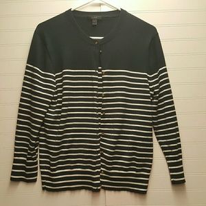 J.Crew size L Dark blue & cream striped cardigan